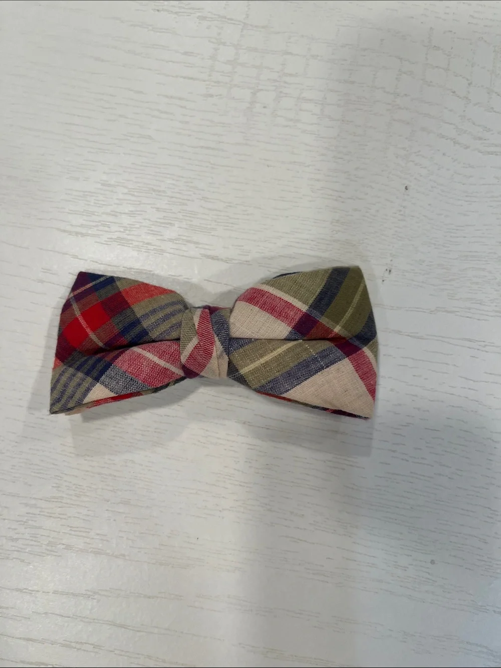Khaki Elastic Suspenders with Plaid Bow Tie